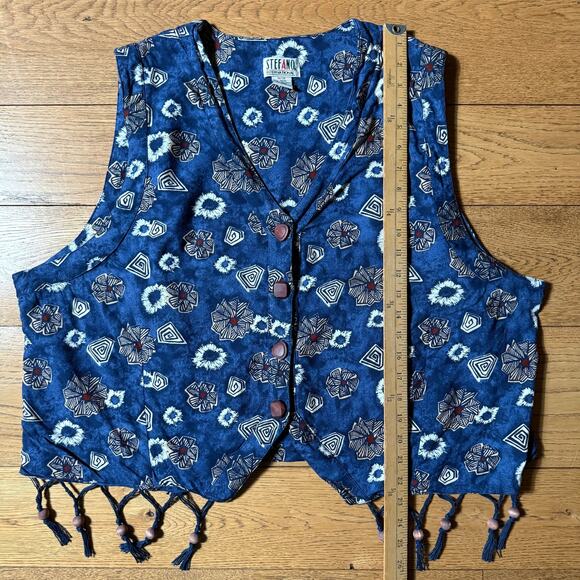 VTG Stefano International Women Vest SZ 26/28 Fringe Beads Art to Wear Abstract - Picture 10 of 10